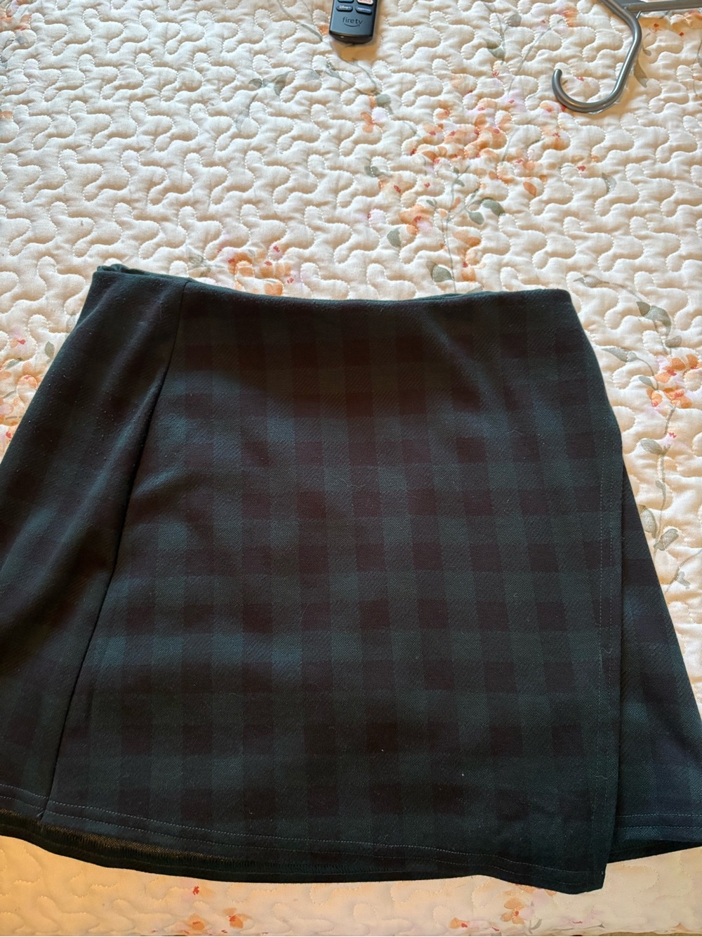 Women's Black and Dark Green Plaid A-Line Skort- American Eagle